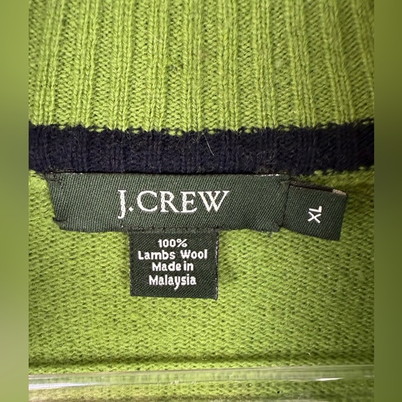 J Crew men’s lambs wool half zip sweater green size XL preowned - Picture 2 of 8